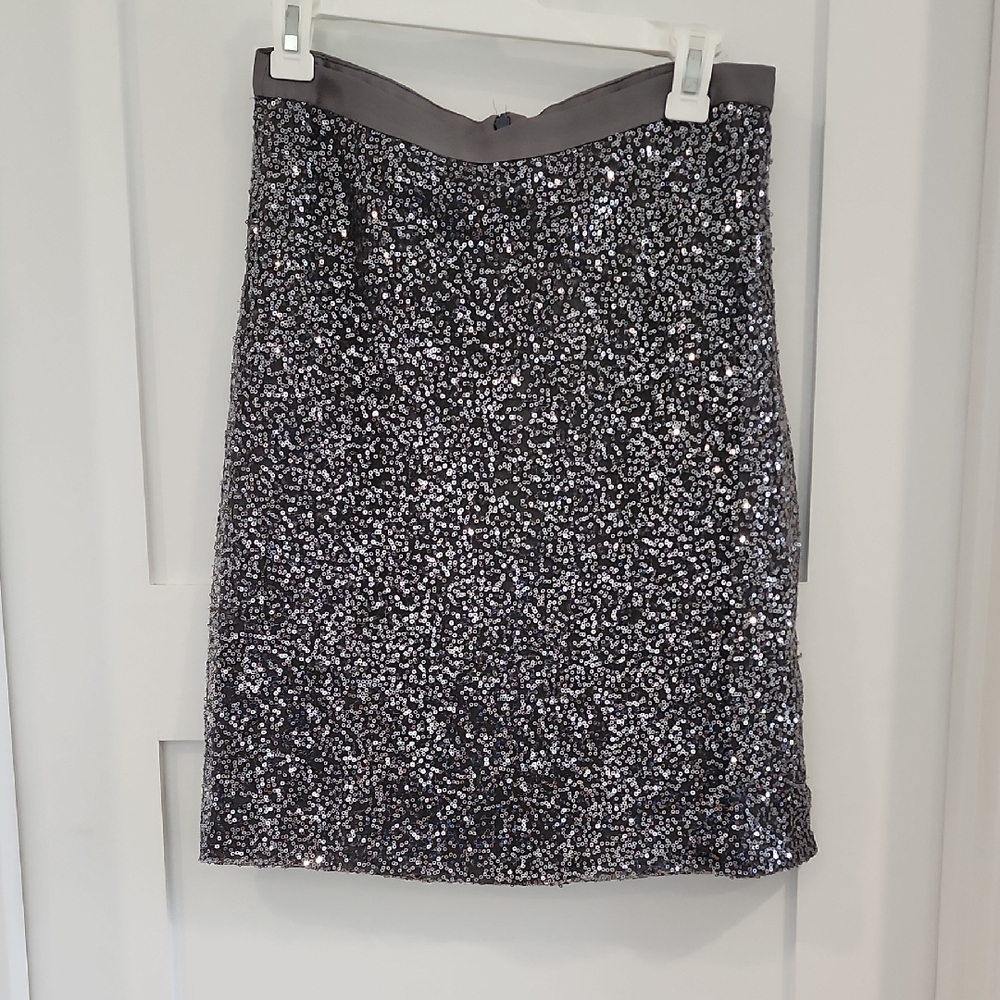 J Crew Silver Sequin Skirt